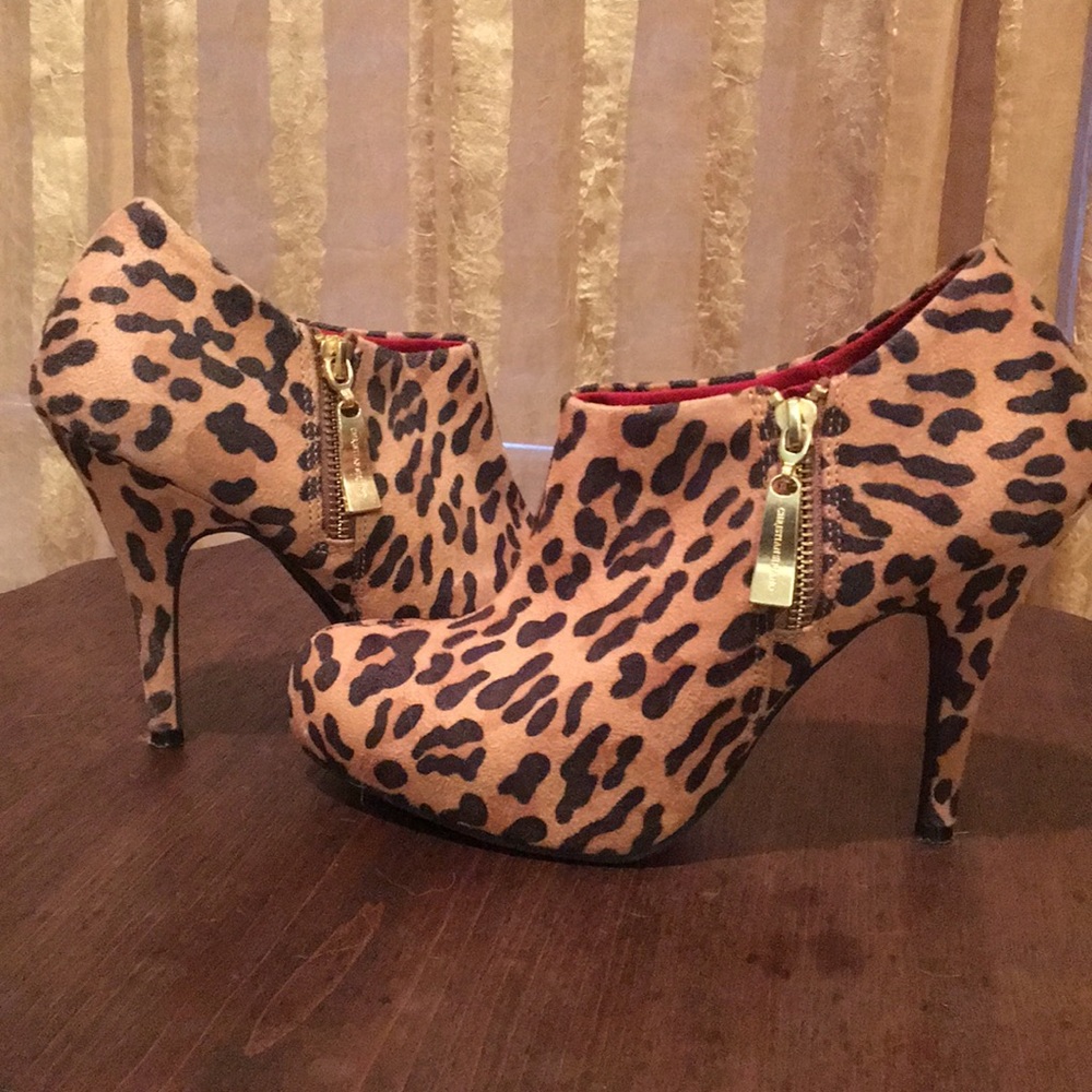 Christian Siriano leopard booties